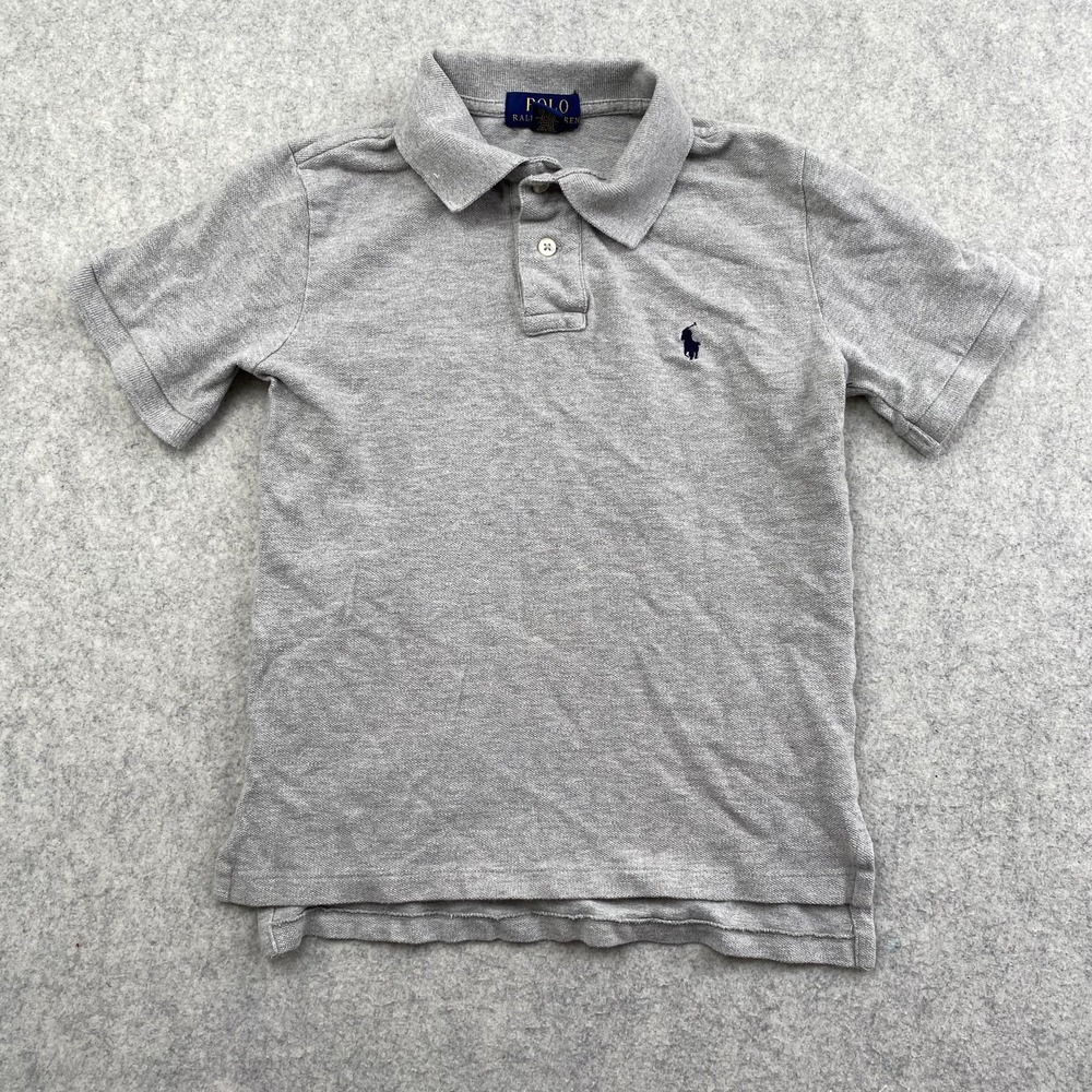 Polo Ralph Lauren Polo Shirt Boys 8 Gray Cotton Short Sleeve Pony Logo Casual